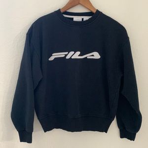 Fila Vtg Sweatshirt Sz M Black & white Y2K spell out logo